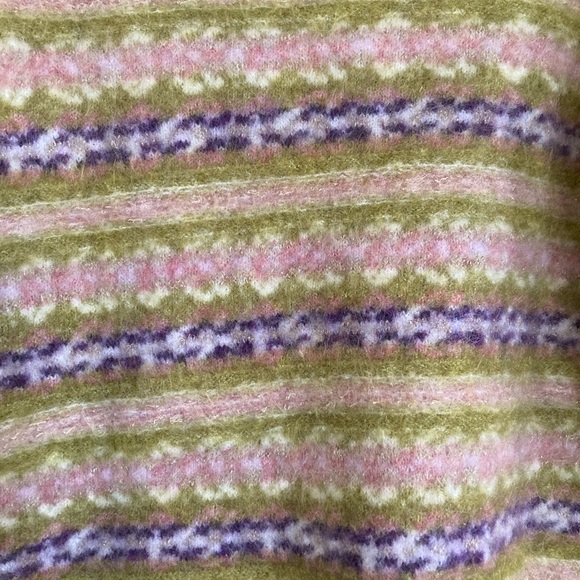 Sezane Green Stripe Mohair Blend Sweater size Small - Picture 3 of 9